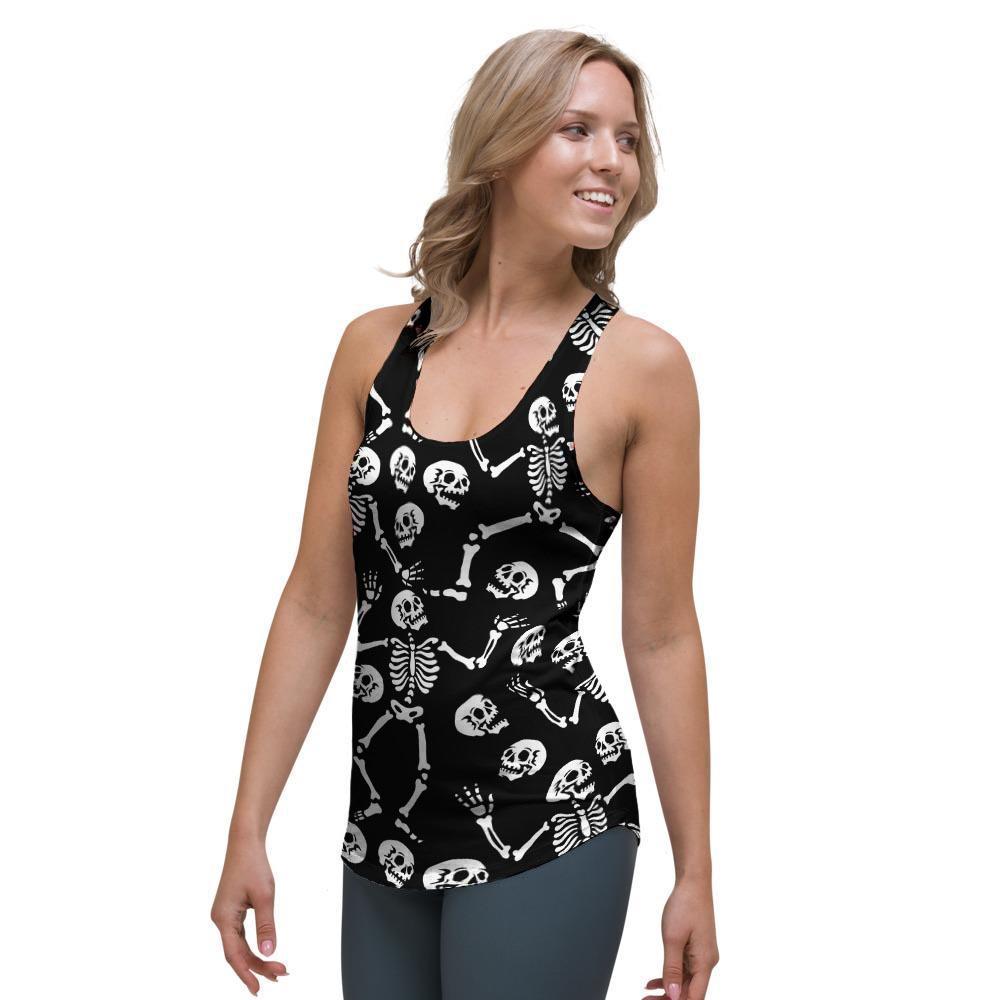 Skeleton Dancing Halloween Women's Racerback Tank Top-grizzshop