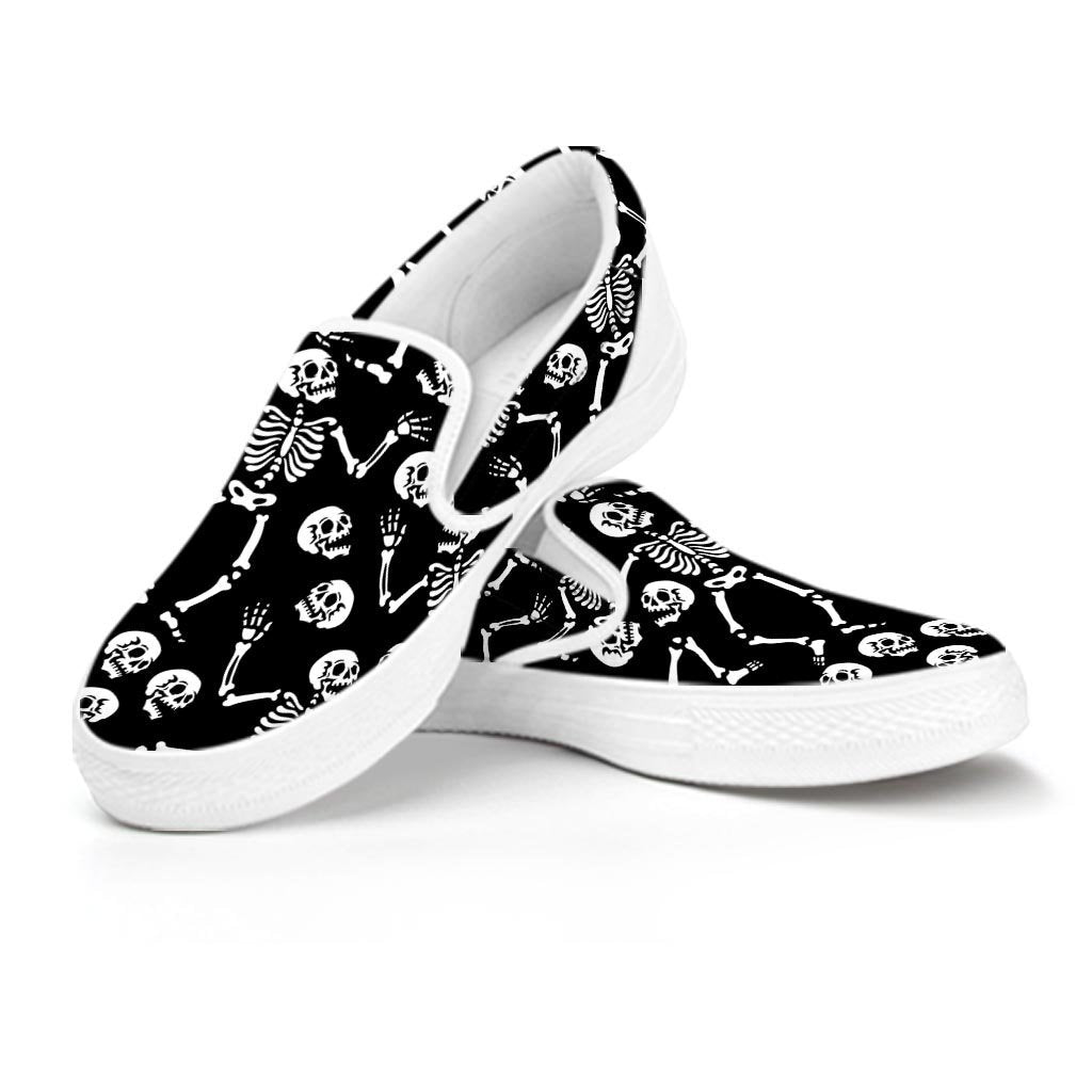 Skeleton Dancing Halloween Women's Slip On Sneakers-grizzshop