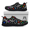 Skeleton Dancing Trippy Print Pattern Black Sneaker-grizzshop