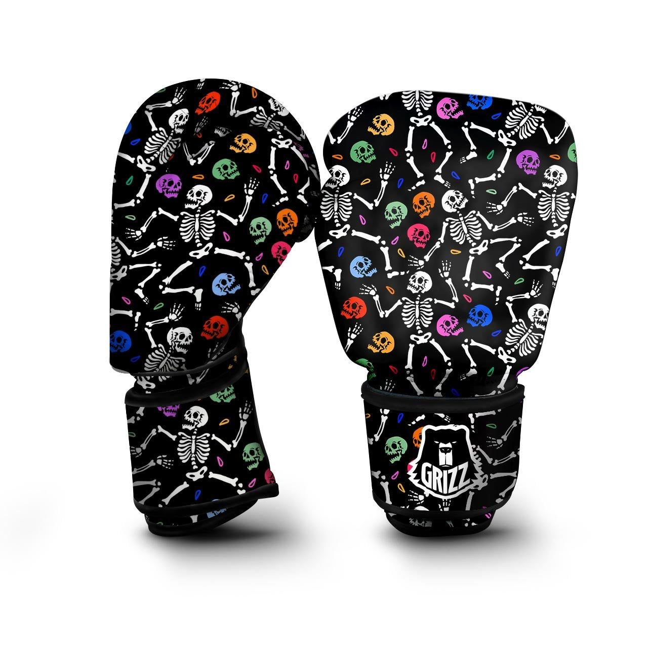 Skeleton Dancing Trippy Print Pattern Boxing Gloves-grizzshop