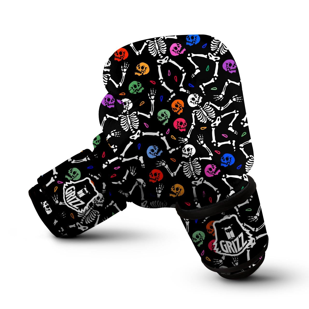 Skeleton Dancing Trippy Print Pattern Boxing Gloves-grizzshop