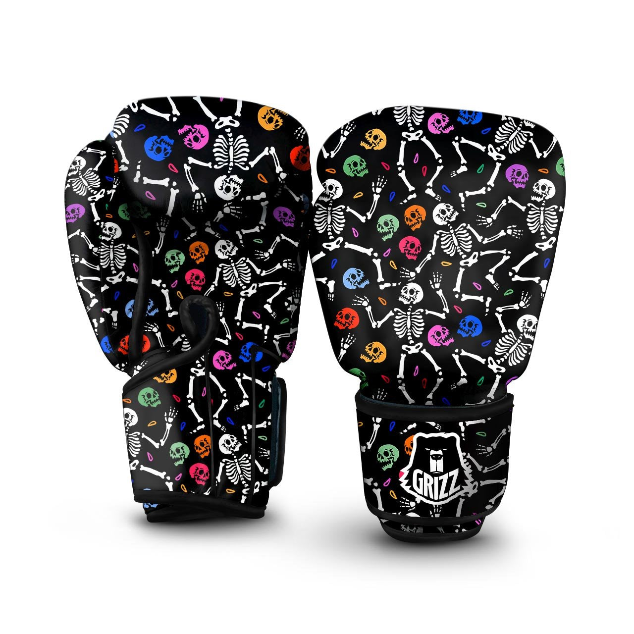 Skeleton Dancing Trippy Print Pattern Boxing Gloves-grizzshop