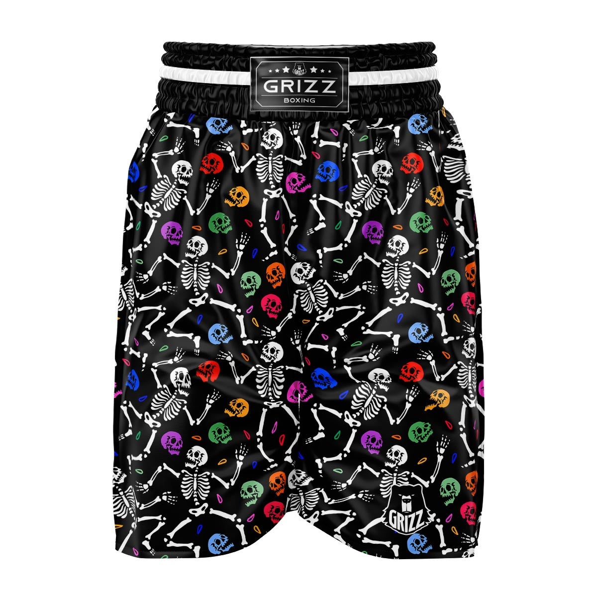 Skeleton Dancing Trippy Print Pattern Boxing Shorts-grizzshop