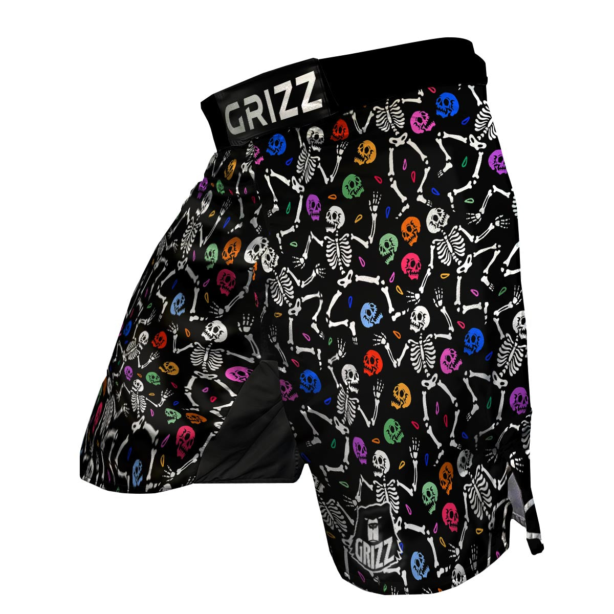 Skeleton Dancing Trippy Print Pattern MMA Shorts-grizzshop