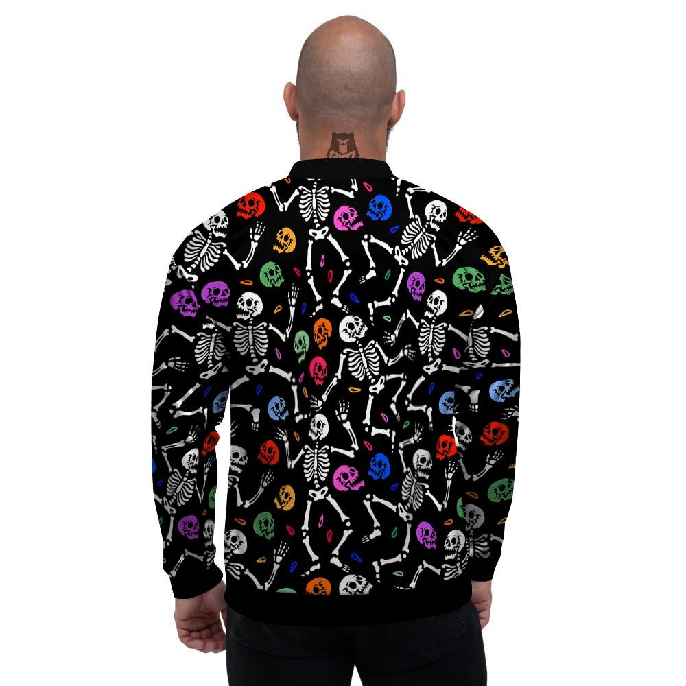 Skeleton Dancing Trippy Print Pattern Men's Bomber Jacket-grizzshop