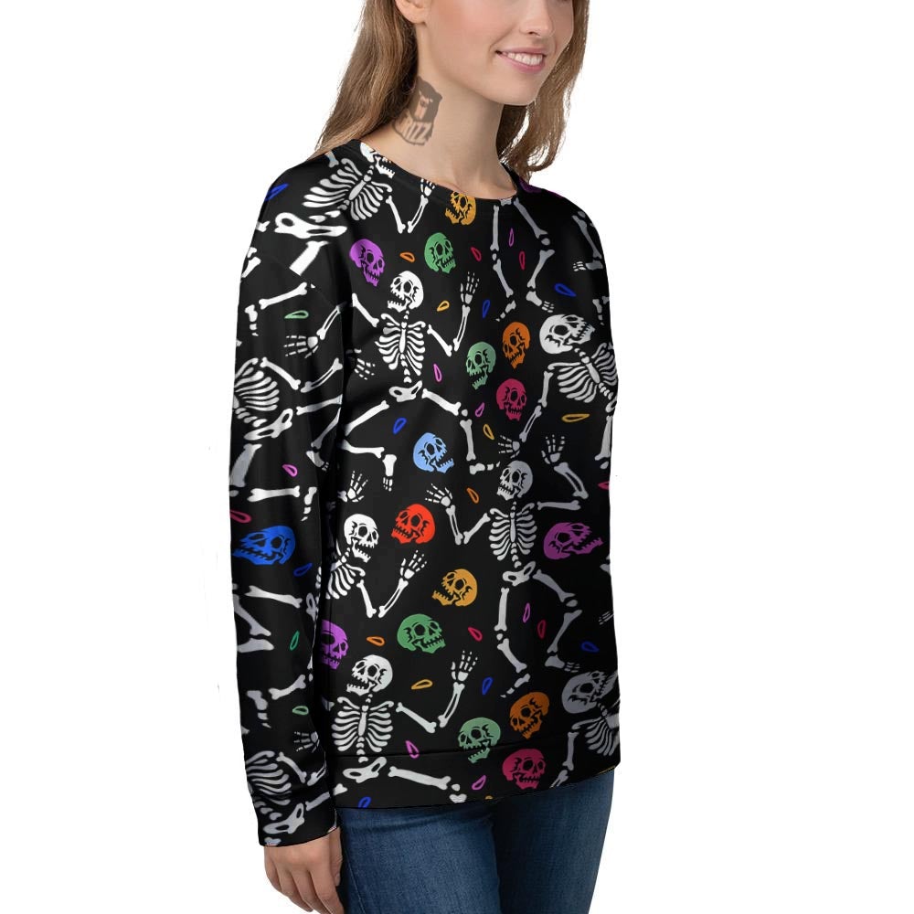 Skeleton Dancing Trippy Print Pattern Women's Sweatshirt-grizzshop