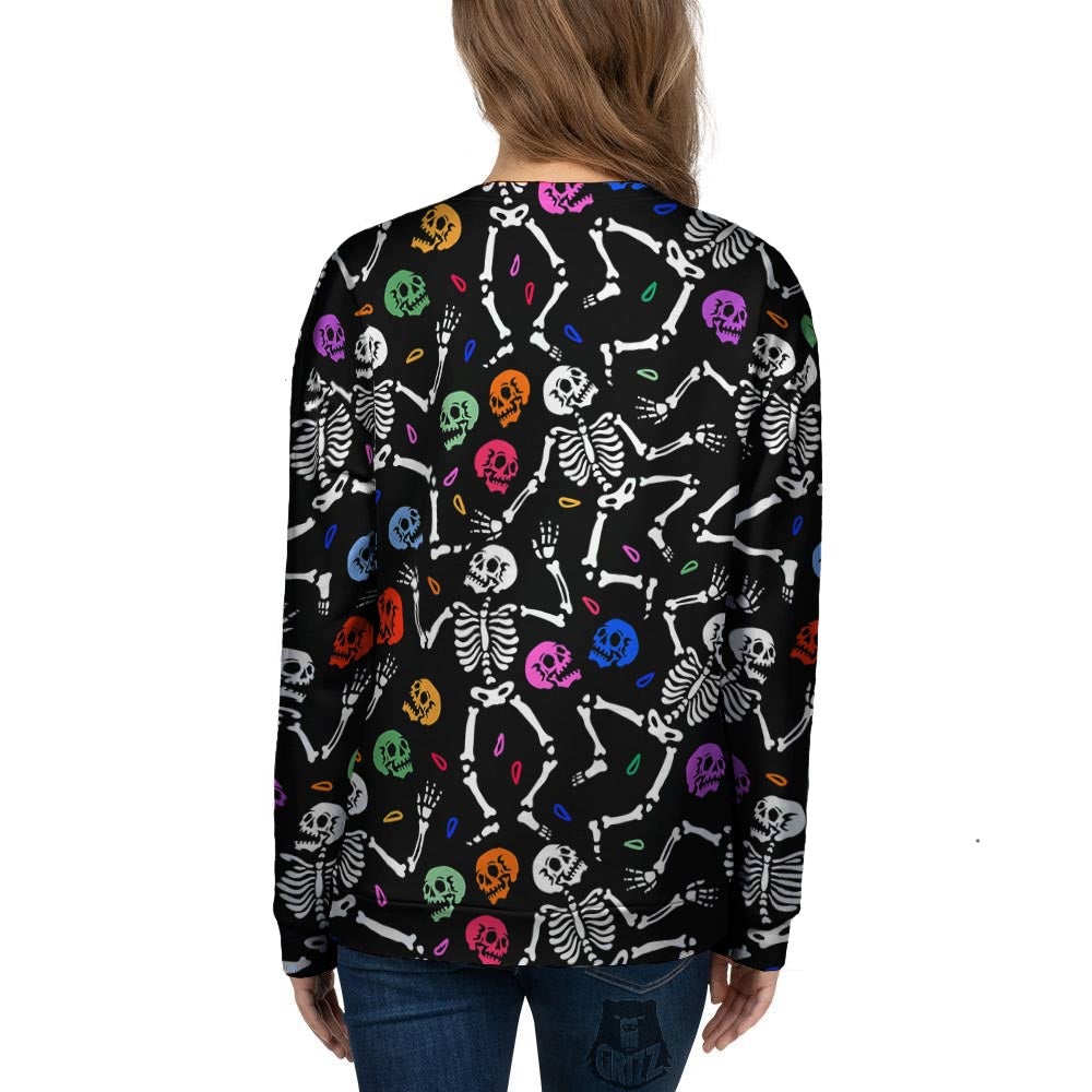 Skeleton Dancing Trippy Print Pattern Women's Sweatshirt-grizzshop