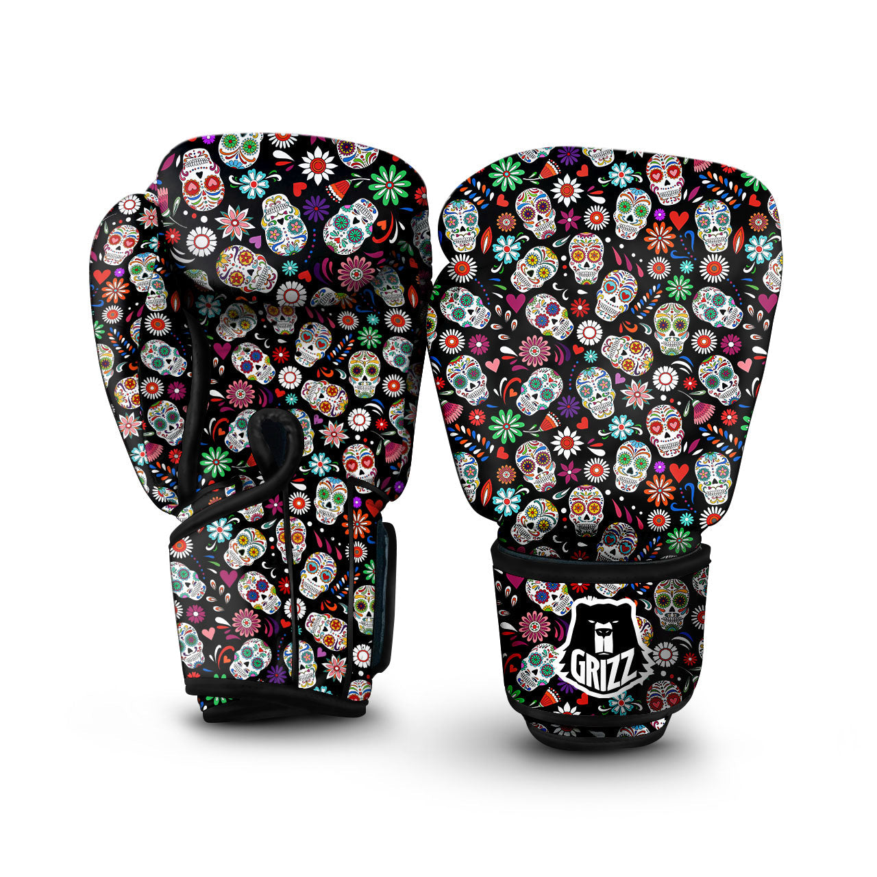 Skeleton Day Of The Dead Print Pattern Boxing Gloves-grizzshop