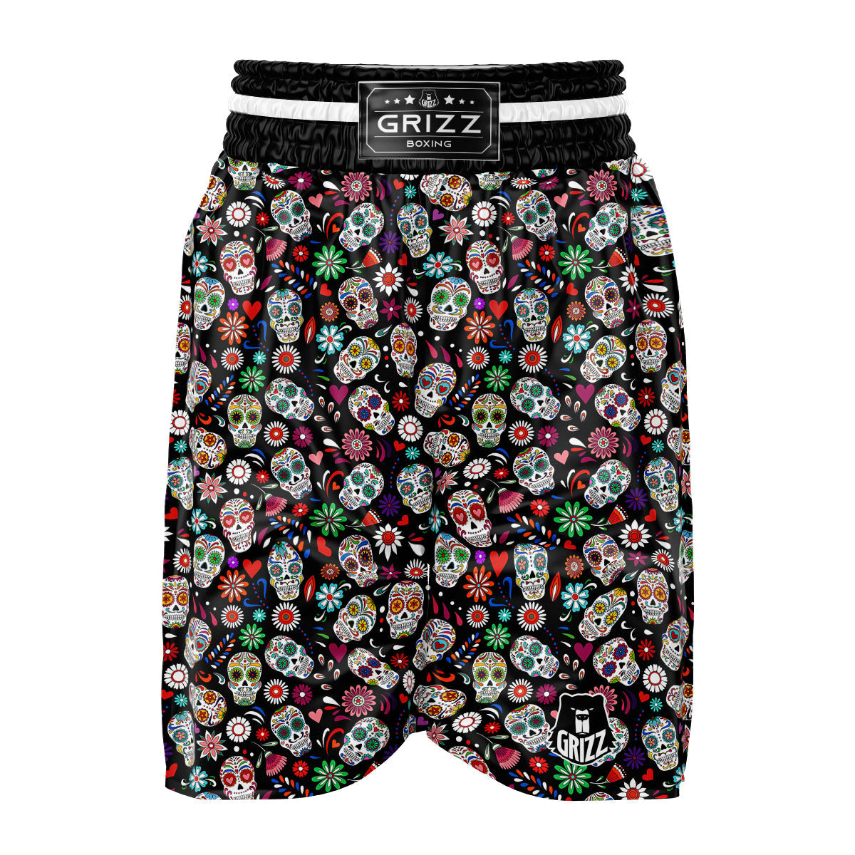 Skeleton Day Of The Dead Print Pattern Boxing Shorts-grizzshop