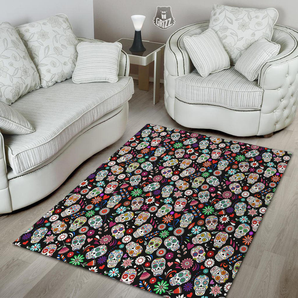 Skeleton Day Of The Dead Print Pattern Floor Mat-grizzshop
