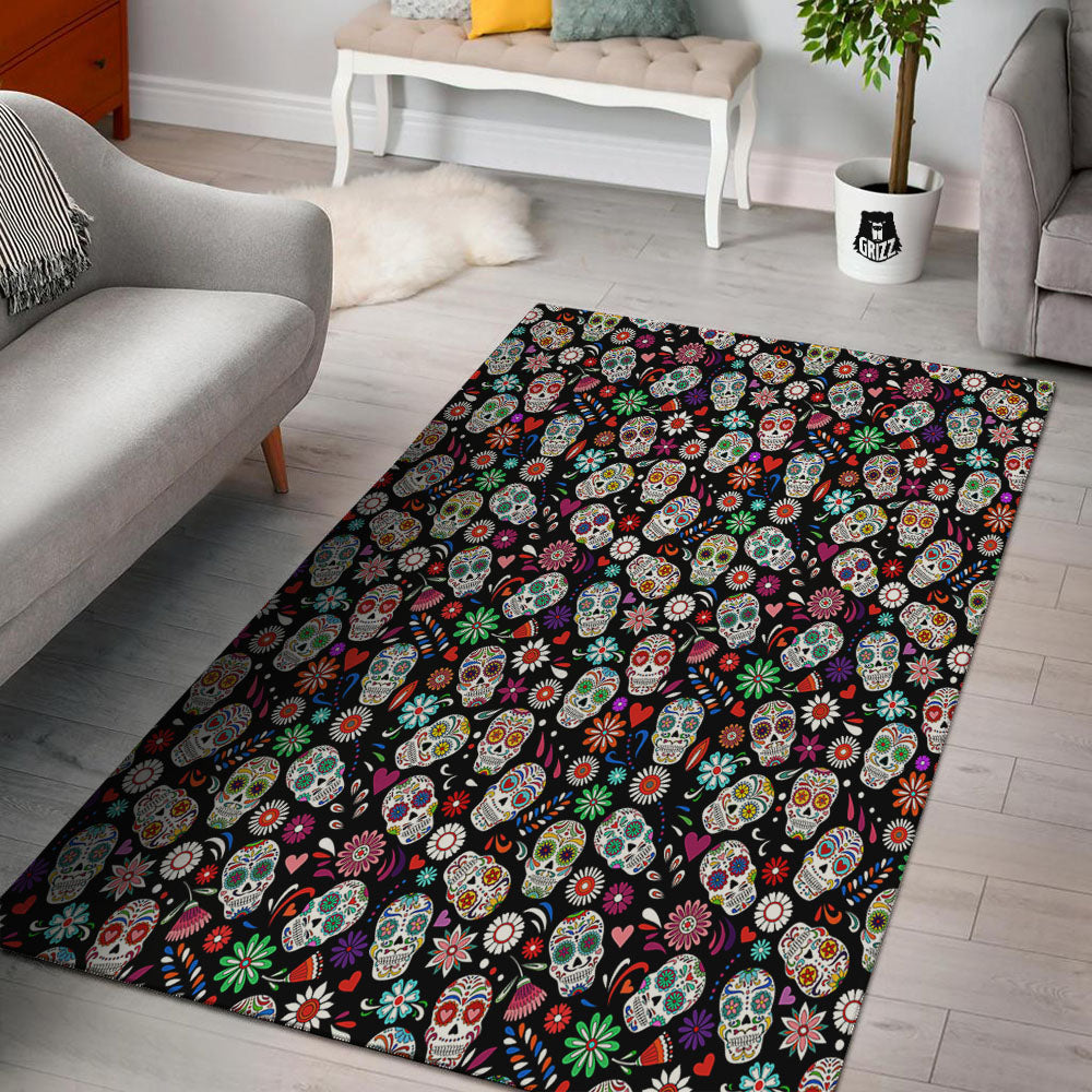Skeleton Day Of The Dead Print Pattern Floor Mat-grizzshop
