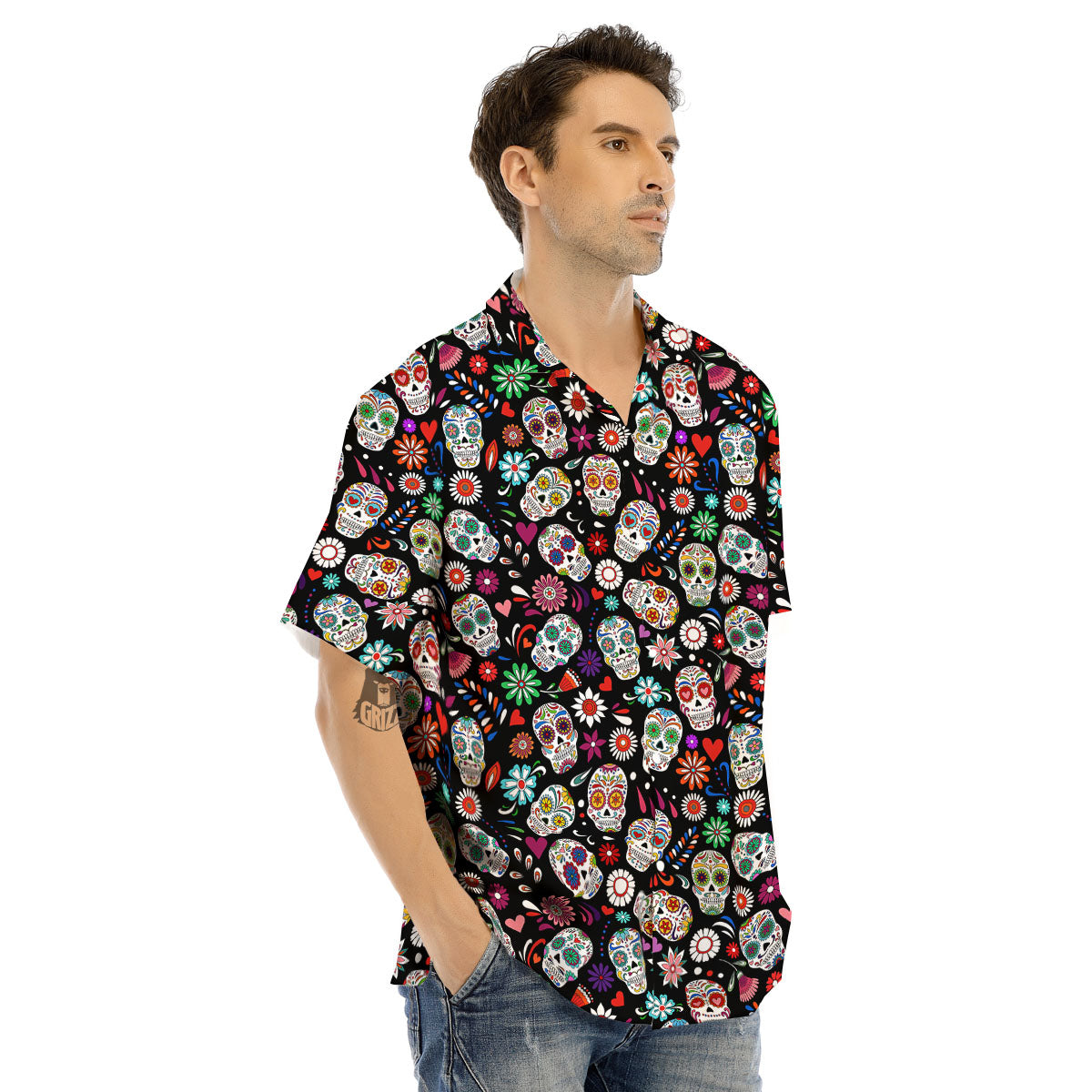 Skeleton Day Of The Dead Print Pattern Men's Hawaiian Shirt-grizzshop