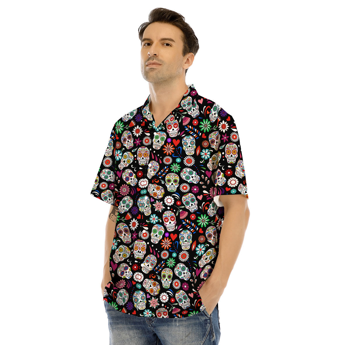 Skeleton Day Of The Dead Print Pattern Men's Hawaiian Shirt-grizzshop