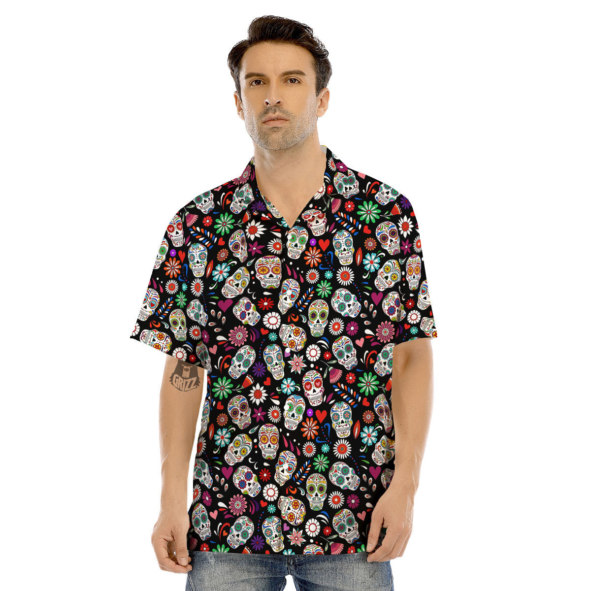 Skeleton Day Of The Dead Print Pattern Men's Hawaiian Shirt-grizzshop