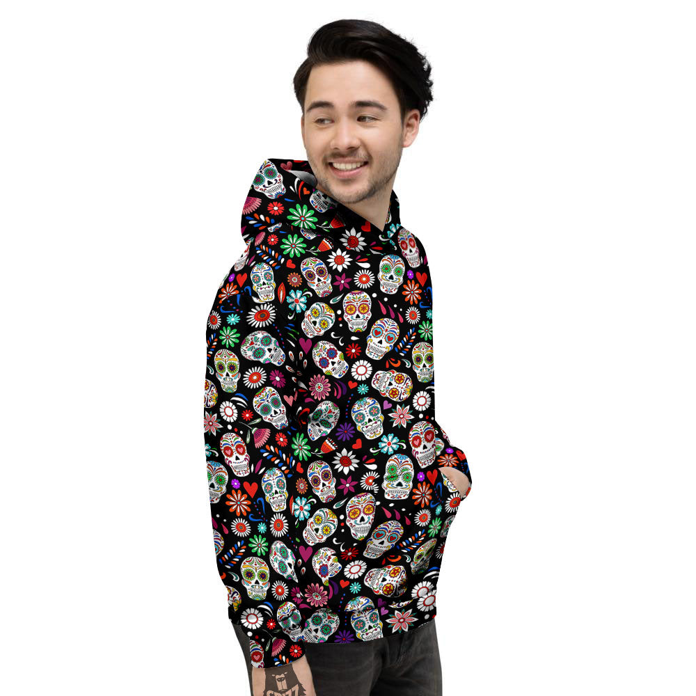 Skeleton Day Of The Dead Print Pattern Men's Hoodie-grizzshop