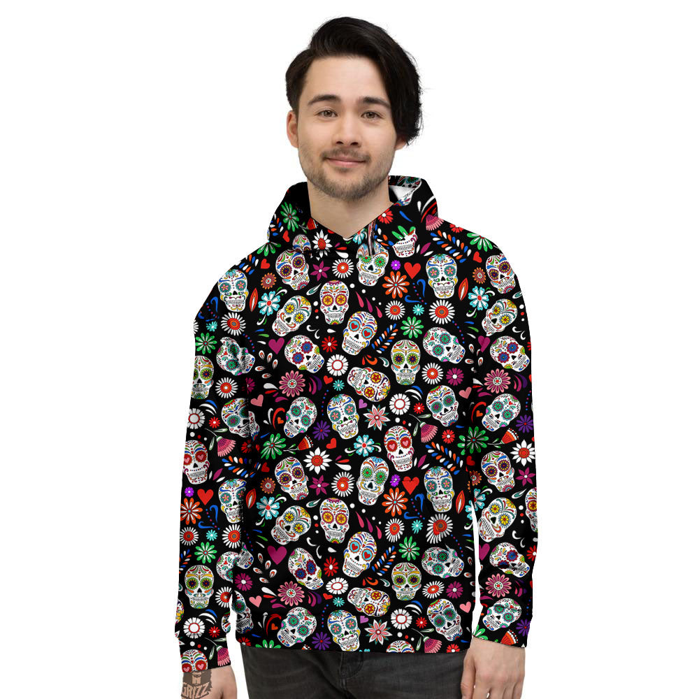 Skeleton Day Of The Dead Print Pattern Men's Hoodie-grizzshop