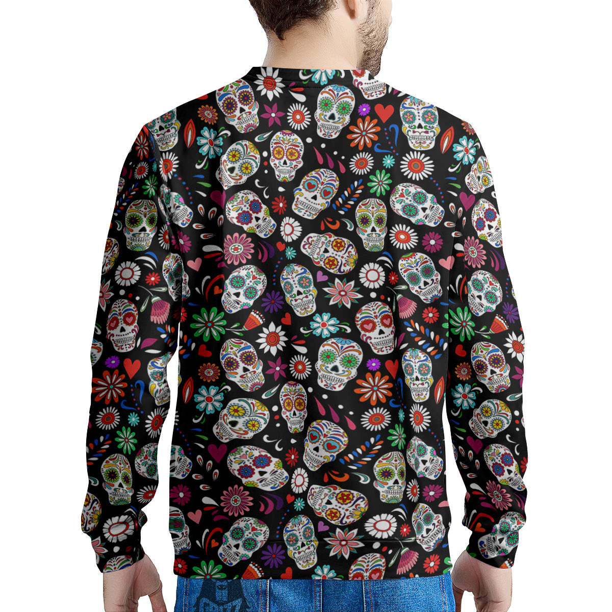 Skeleton Day Of The Dead Print Pattern Men's Sweatshirt-grizzshop