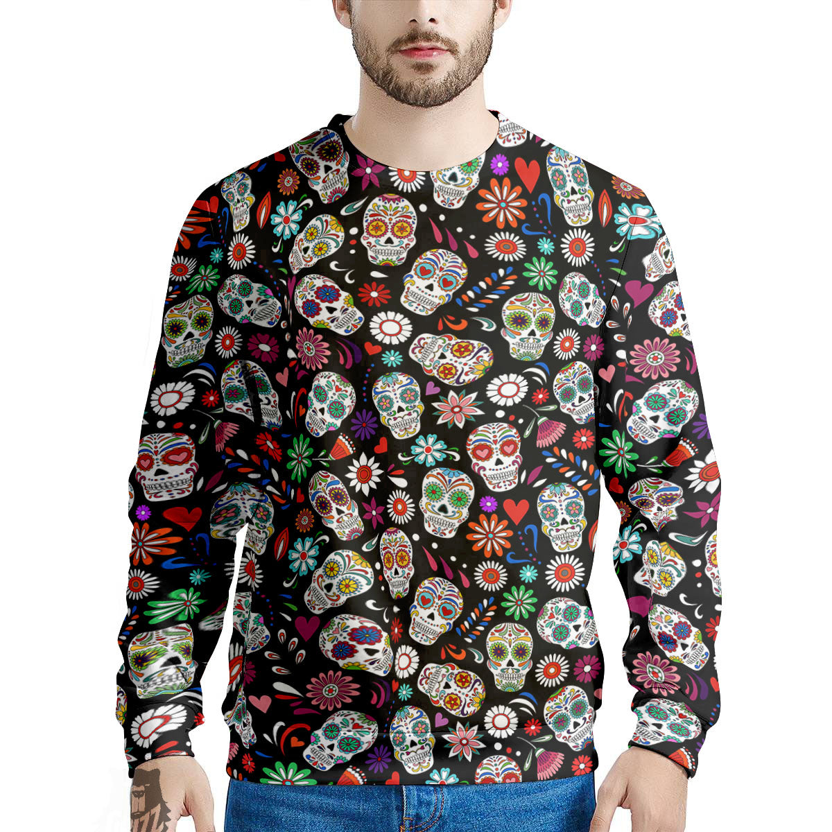 Skeleton Day Of The Dead Print Pattern Men's Sweatshirt-grizzshop
