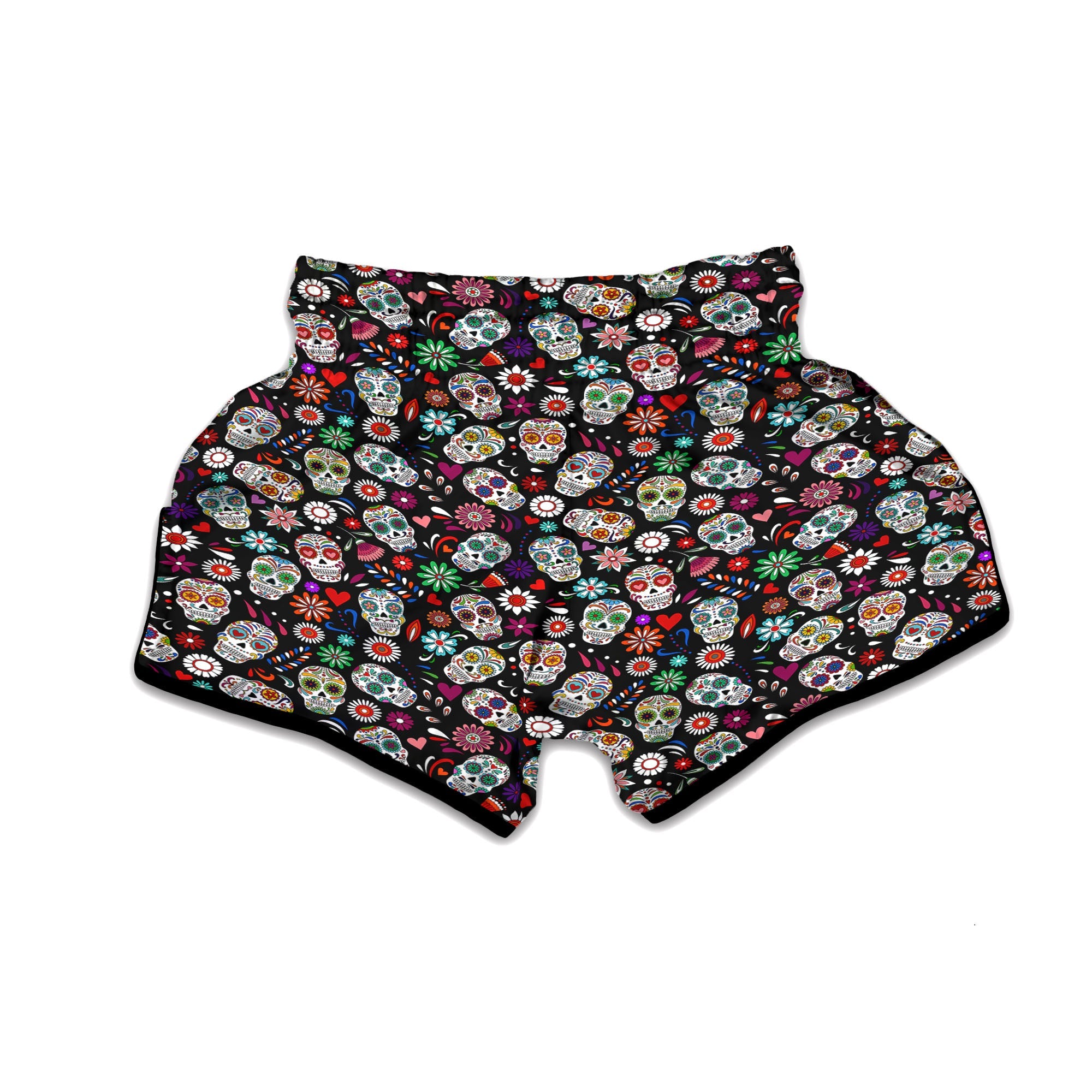 Skeleton Day Of The Dead Print Pattern Muay Thai Boxing Shorts-grizzshop