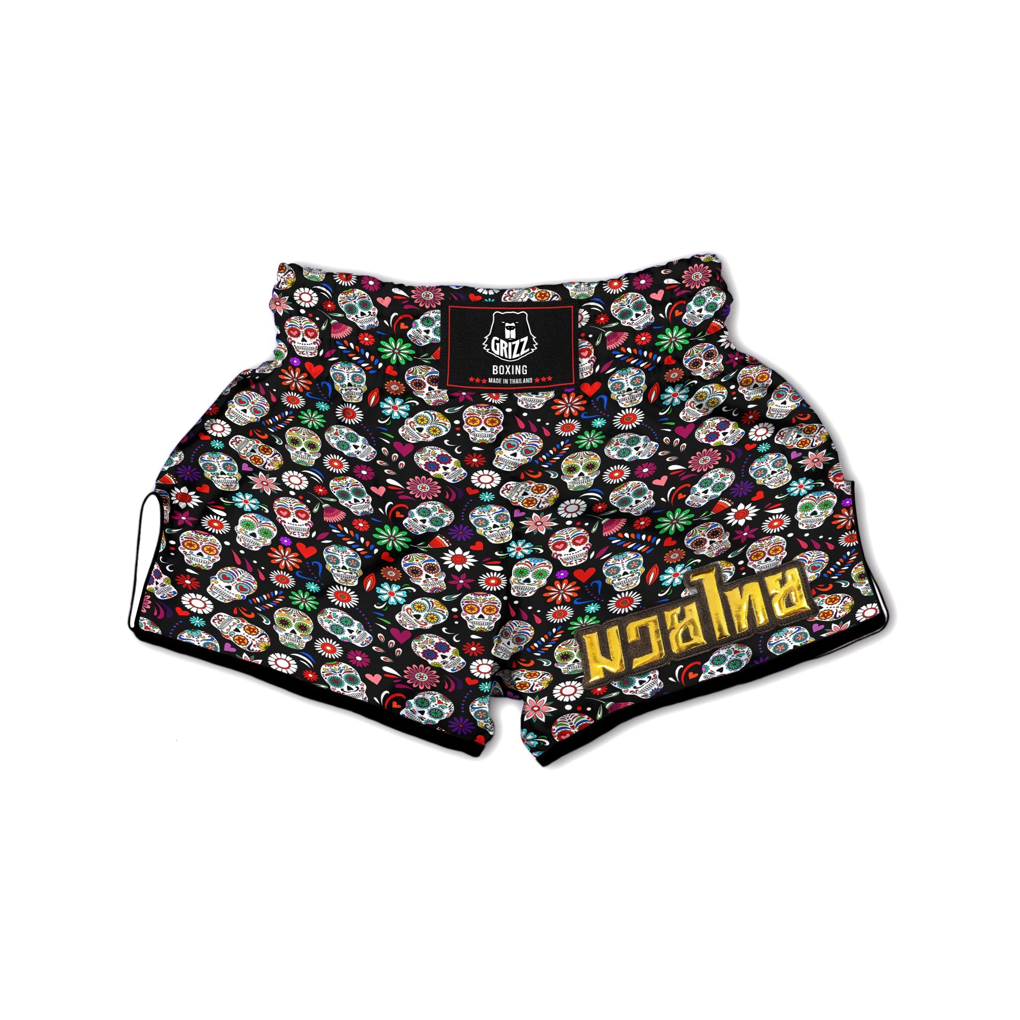 Skeleton Day Of The Dead Print Pattern Muay Thai Boxing Shorts-grizzshop
