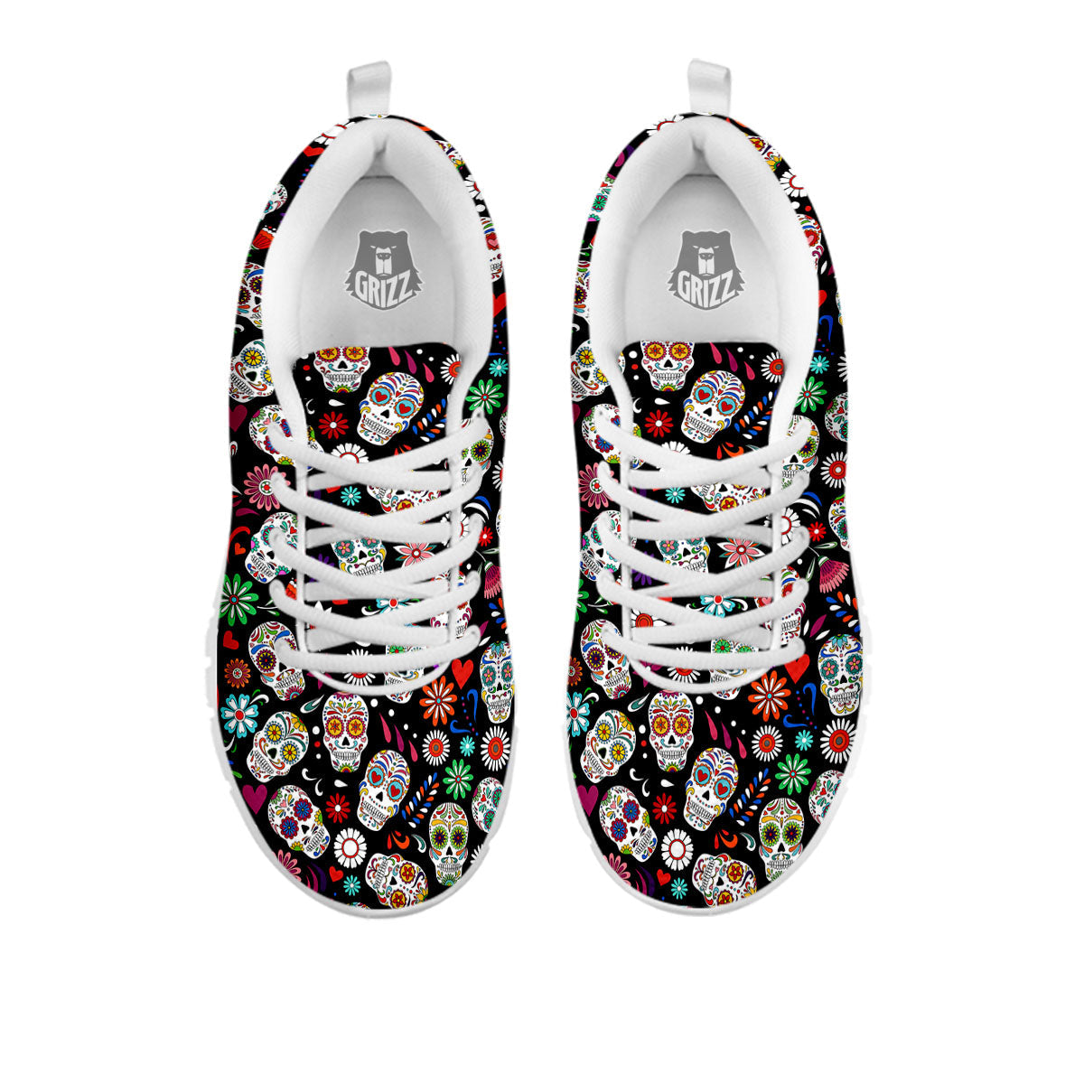 Skeleton Day Of The Dead Print Pattern White Sneaker-grizzshop