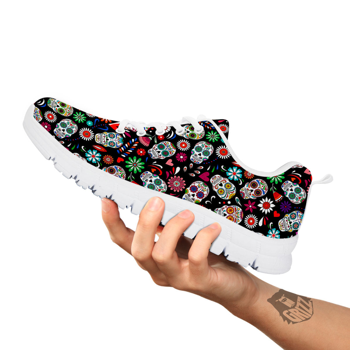Skeleton Day Of The Dead Print Pattern White Sneaker-grizzshop
