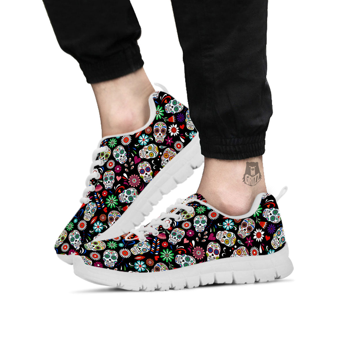 Skeleton Day Of The Dead Print Pattern White Sneaker-grizzshop