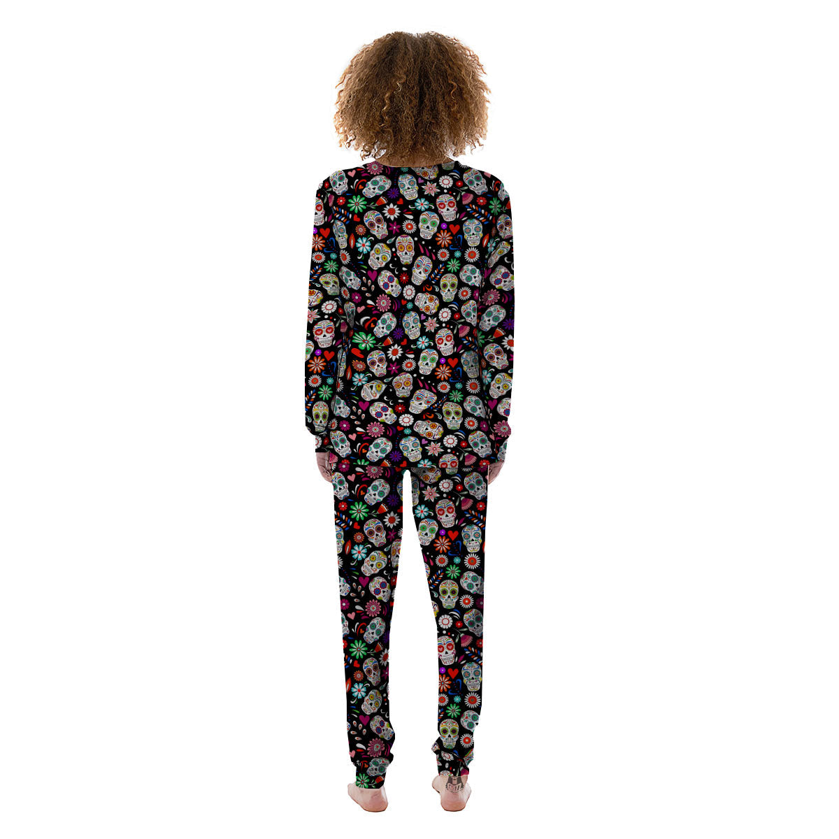 Skeleton Day Of The Dead Print Pattern Women's Pajamas-grizzshop