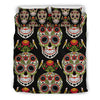Skeleton Floral Rose Sugar Skull Girly Pattern Print Duvet Cover Bedding Set-grizzshop