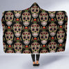 Skeleton Floral Rose Sugar Skull Girly Pattern Print Hooded Blanket-grizzshop