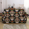 Skeleton Floral Rose Sugar Skull Girly Pattern Print Loveseat Cover-grizzshop