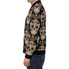 Skeleton Floral Rose Sugar Skull Girly Pattern Print Men's Bomber Jacket-grizzshop