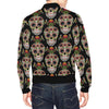 Skeleton Floral Rose Sugar Skull Girly Pattern Print Men's Bomber Jacket-grizzshop