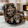 Skeleton Floral Rose Sugar Skull Girly Pattern Print Recliner Cover-grizzshop