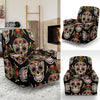 Skeleton Floral Rose Sugar Skull Girly Pattern Print Recliner Cover-grizzshop