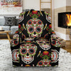 Skeleton Floral Rose Sugar Skull Girly Pattern Print Recliner Cover-grizzshop