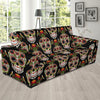 Skeleton Floral Rose Sugar Skull Girly Pattern Print Sofa Covers-grizzshop