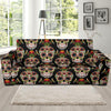 Skeleton Floral Rose Sugar Skull Girly Pattern Print Sofa Covers-grizzshop