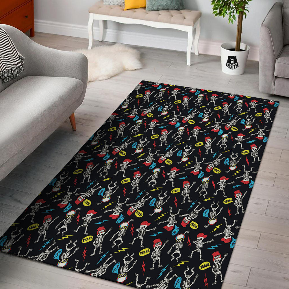 Skeleton Party Fun Print Pattern Floor Mat-grizzshop