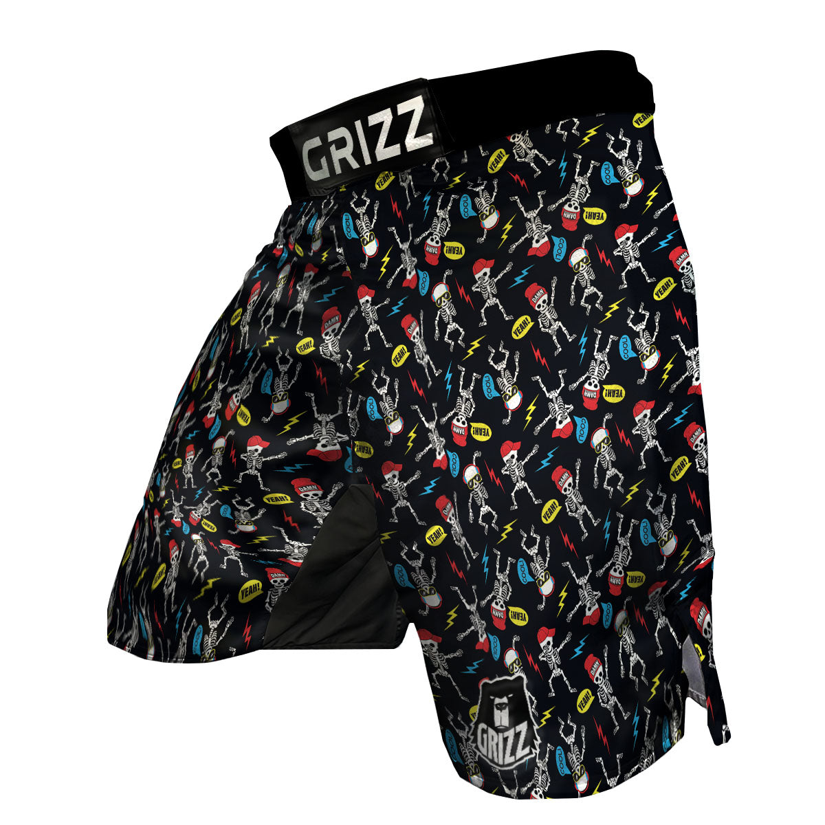 Skeleton Party Fun Print Pattern MMA Shorts-grizzshop