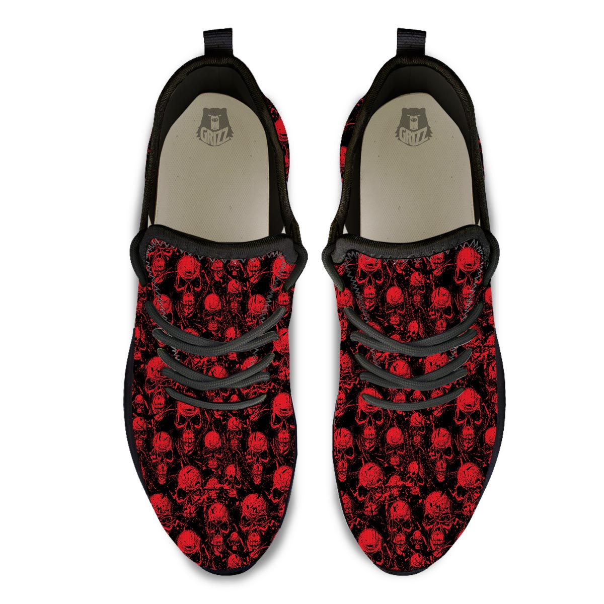 Skeleton Scary Print Pattern Black Athletic Shoes-grizzshop