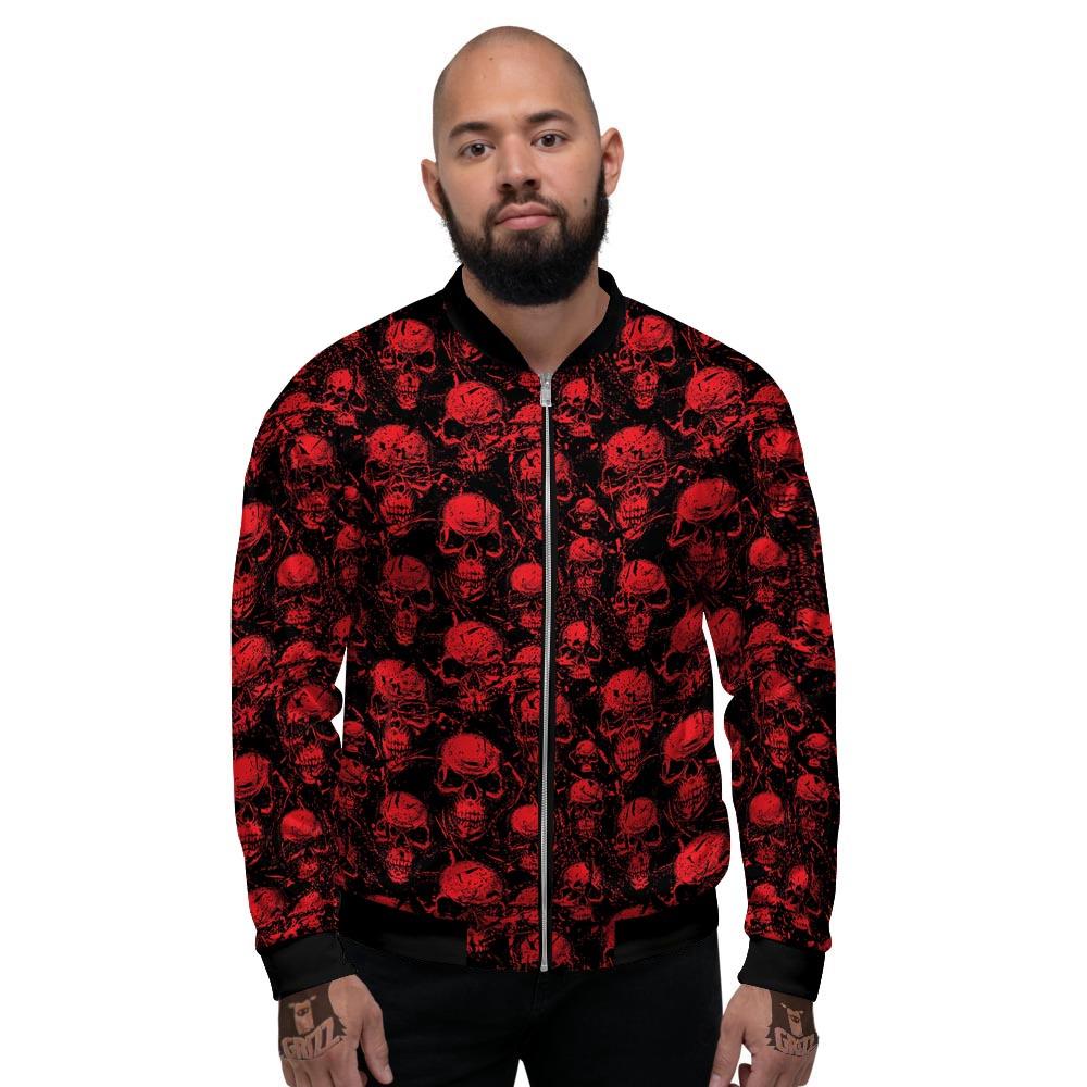 Skeleton Scary Print Pattern Men's Bomber Jacket-grizzshop