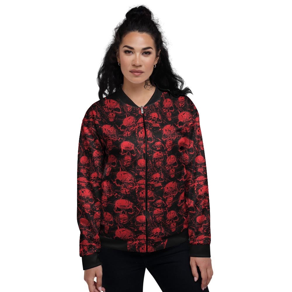 Skeleton Scary Print Pattern Women's Bomber Jacket-grizzshop