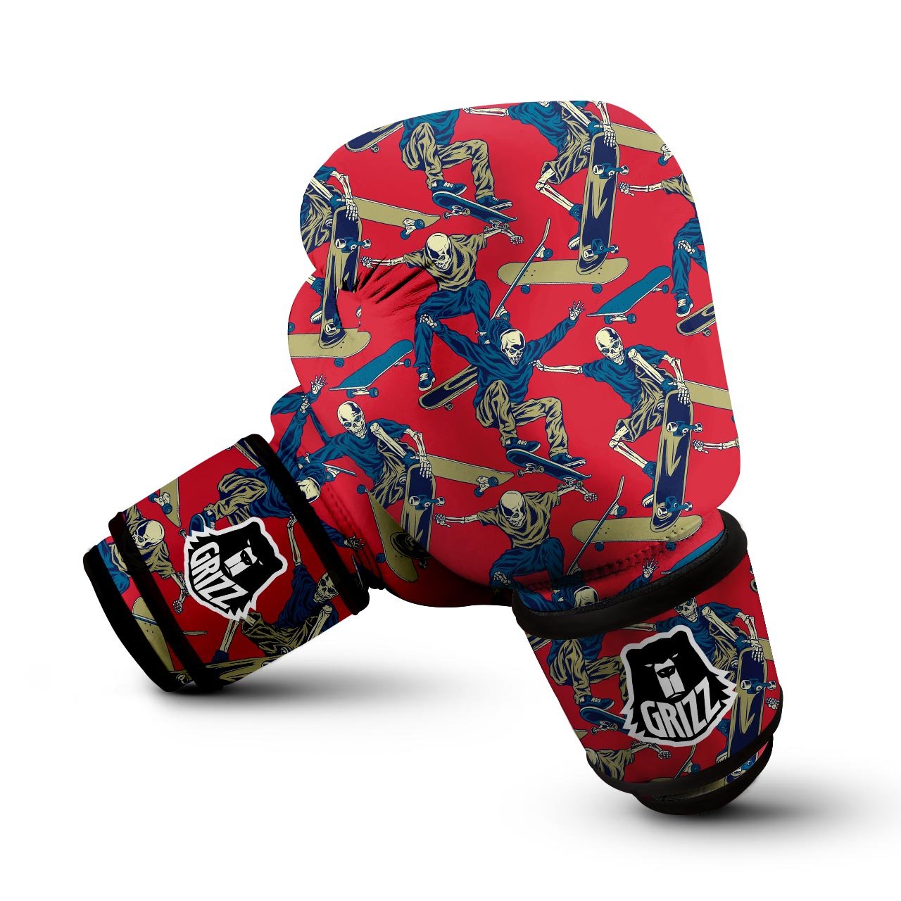 Skeleton Skateboarding Print Pattern Boxing Gloves-grizzshop