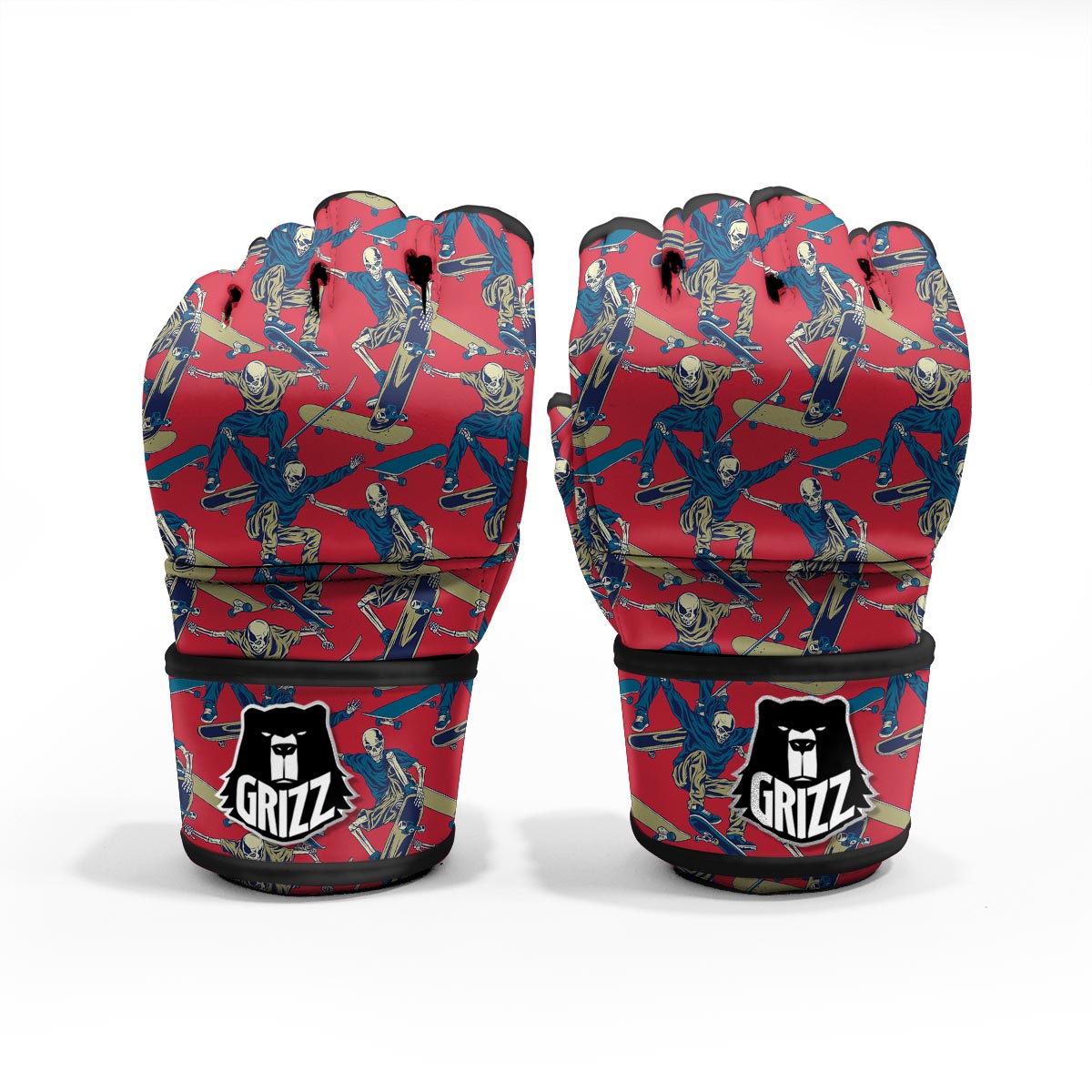 Skeleton Skateboarding Print Pattern MMA Gloves-grizzshop
