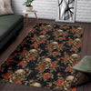 Skeleton Sugar Skull Girly Floral Rose Pattern Print Floor Mat-grizzshop