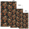 Skeleton Sugar Skull Girly Floral Rose Pattern Print Floor Mat-grizzshop