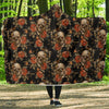 Skeleton Sugar Skull Girly Floral Rose Pattern Print Hooded Blanket-grizzshop