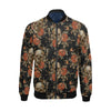 Skeleton Sugar Skull Girly Floral Rose Pattern Print Men's Bomber Jacket-grizzshop