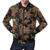 Skeleton Sugar Skull Girly Floral Rose Pattern Print Men's Bomber Jacket-grizzshop